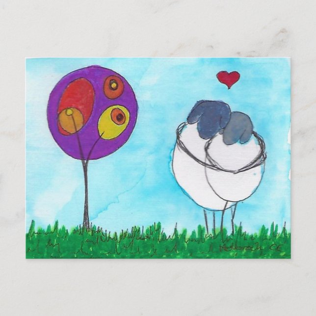 Happy Sheep - Love and Hugs carte postale (Devant)