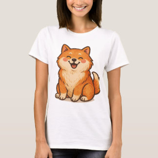 Happy Shiba Dog – Cute Hand-Drawn Pet Illustration T-Shirt