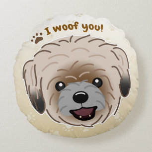 Happy Shih Tzu Dog Lover I Woof You Paws Round Pillow