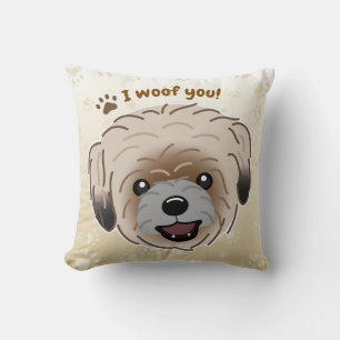 Happy Shih Tzu Dog Lover I Woof You Paws Throw Pillow