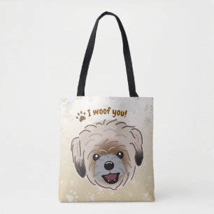 Happy Shih Tzu Dog Lover I Woof You Paws Tote Bag