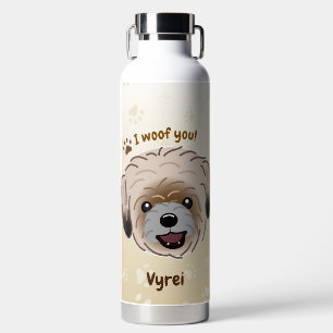 Happy Shih Tzu Dog Lover I Woof You Paws Water Bottle