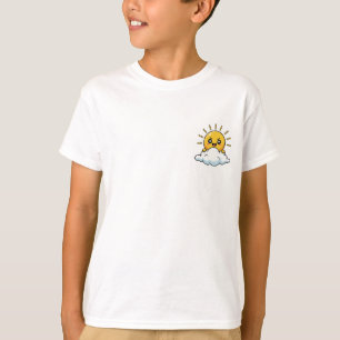 Happy Shining Sun Peeking Over Cloud Kids T-Shirt