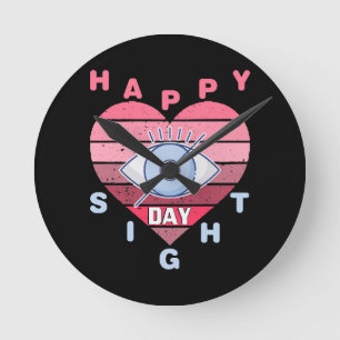 Happy Sight Day Round Clock