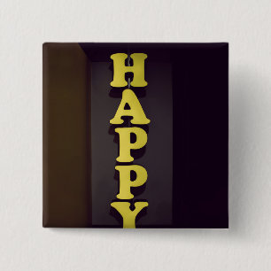 #Happy Sign Typographic Image Happy Type Word Text 2 Inch Square Button