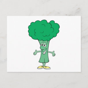 happy silly broccoli cartoon postcard