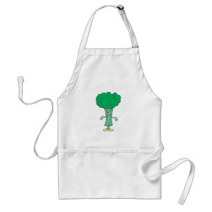 happy silly broccoli cartoon standard apron