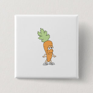 happy silly carrot cartoon 2 inch square button