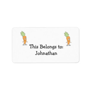 happy silly carrot cartoon label