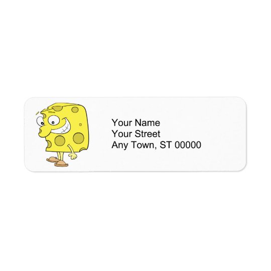 happy silly swiss cheese cartoon return address label