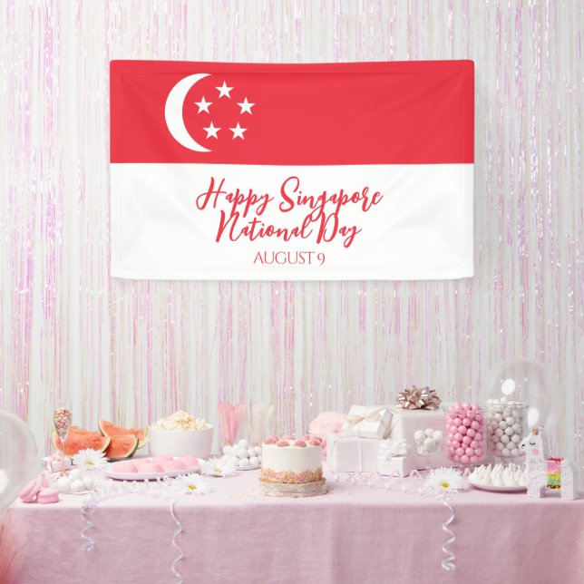 Happy Singapore National Day Singapore Flag Banner (Party)