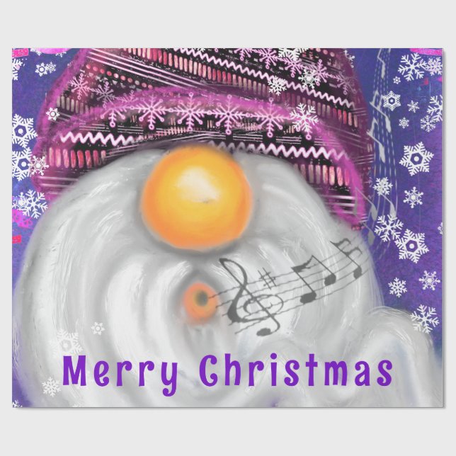 Happy Singing Gnome Christmas Wrapping Paper (Flat)