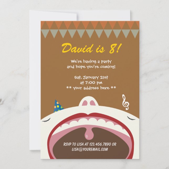 Happy Singing Kid Birthday Party Invitation (Front)