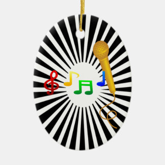 Happy Singing Music Karaoke Sweet Black White Ceramic Ornament