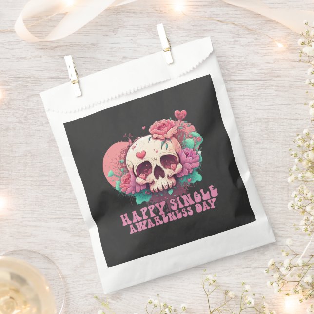 Happy Single Awareness Day Valentines Skull Favour Bag (Clipped)
