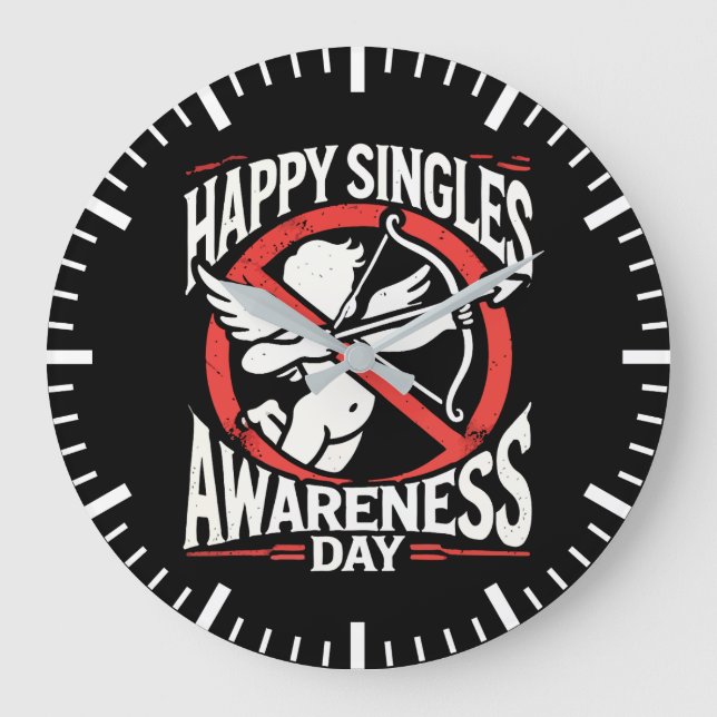 Happy Singles Awareness Day, Anti Valentine’s Day Large Clock (Front)
