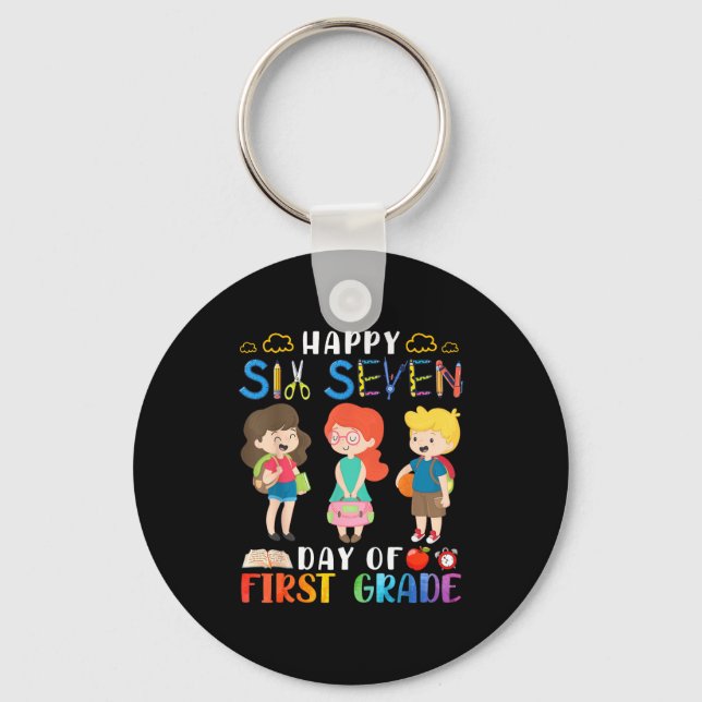 Happy Six Seven Day Of First Grade Student Back To Keychain (Front)