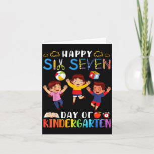 Happy Six Seven Day Of Kindergarten Student Back T Card