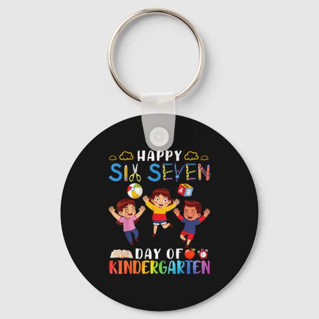 Happy Six Seven Day Of Kindergarten Student Back T Keychain (Front)