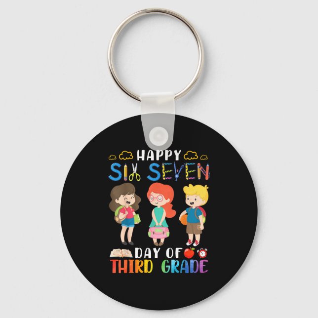 Happy Six Seven Day Of Third Grade Student Back To Keychain (Front)