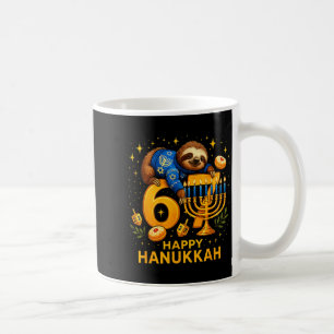 Happy Six Seven Hanukkah Funny Meme Menorah Sloth Coffee Mug