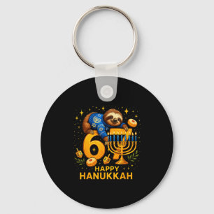 Happy Six Seven Hanukkah Funny Meme Menorah Sloth  Keychain