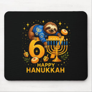Happy Six Seven Hanukkah Funny Meme Menorah Sloth Mouse Pad