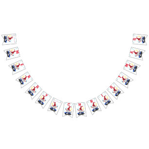 Happy Skater Gnome with Gifts and Sparkler - Fun Bunting Flags