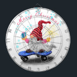Happy Skater Gnome with Gifts and Sparkler - Funny Dartboard<br><div class="desc">Happy Skater Gnome with Gifts and Sparkler - Funny - Merry Christmas Cartoon Drawing - Choose / Add Your Unique Text / Font / Colour - Make Your Special Gift - Resize and move or remove and add elements / image with customization tool ! - Drawing and Design by MIGNED....</div>