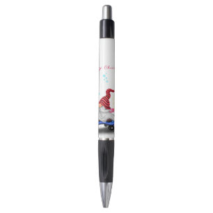 Happy Skater Gnome with Gifts and Sparkler - Funny Pen