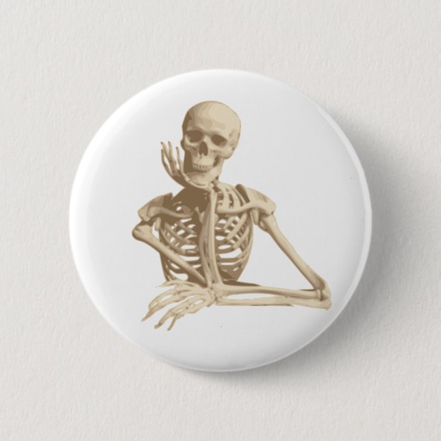 Happy Skeleton 2 Inch Round Button (Front)