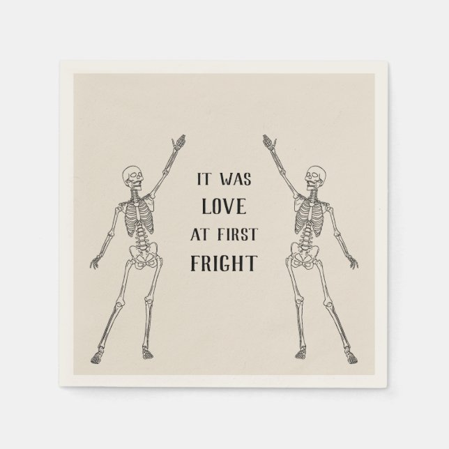 Happy Skeleton Engagement Party Napkin (Front)