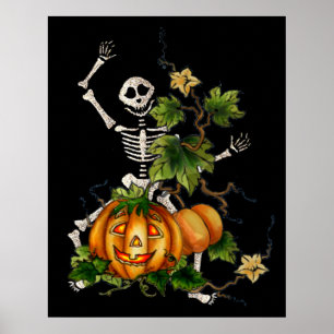 HAPPY SKELETON & JACK by SHARON SHARPE Poster