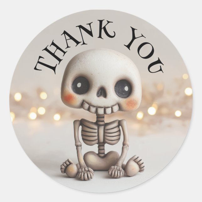 Happy Skeleton Thank You Stickers (Front)