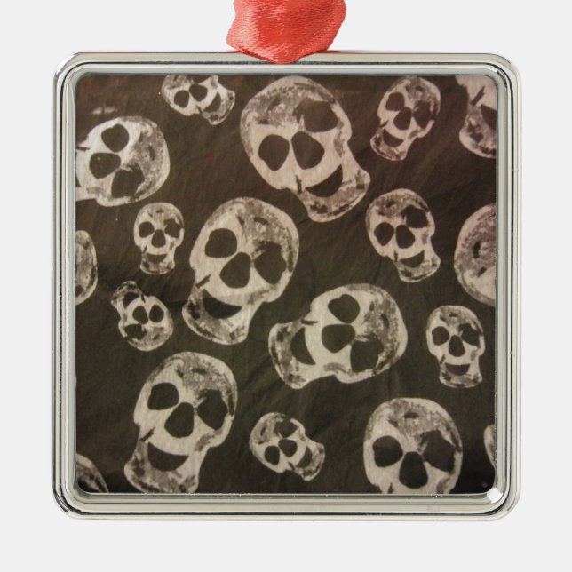 Happy Skulls Metal Ornament (Front)