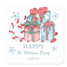 Happy sled snowflake Gifts Square Stickers
