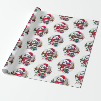 Happy Sleepy Christmas Sloth Wrapping Paper