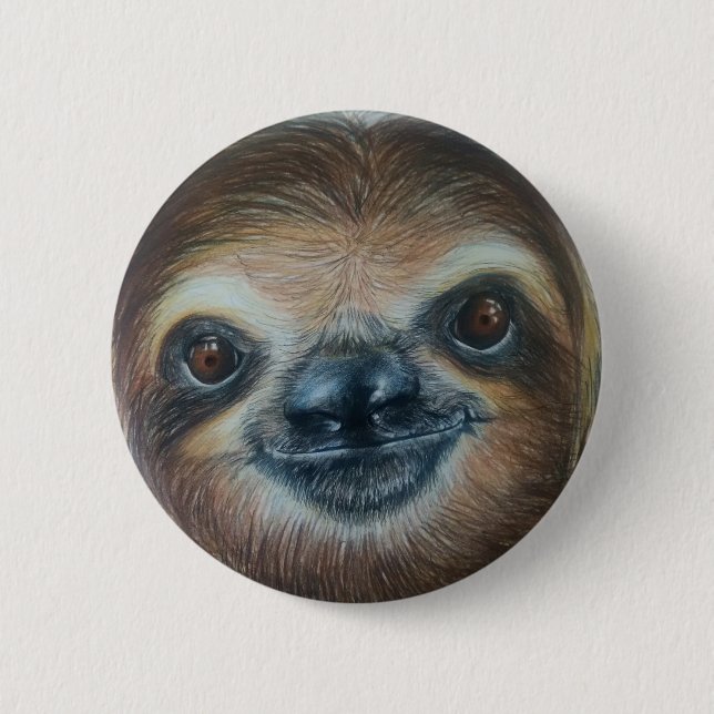 HAPPY SLOTH BADGE!sloths rainforest smile 2 Inch Round Button (Front)