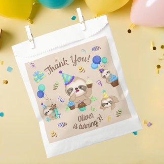 Happy Sloth Birthday Party Thank You Favour Bag