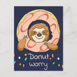 Happy Sloth Doughnut Worry Valentine Postcard