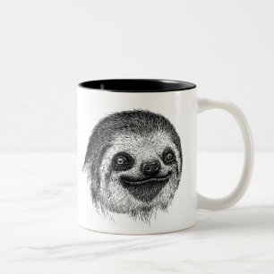Happy Sloth Face Two-Tone Coffee Mug