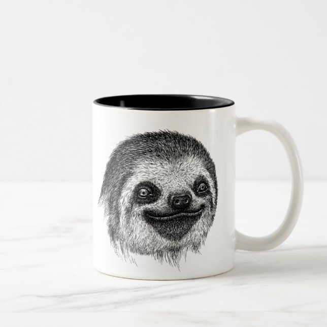 Happy Sloth Face Two-Tone Coffee Mug (Right)