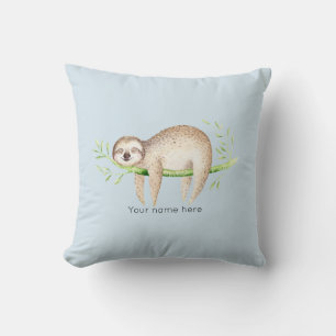 Happy Sloth Personalized Throw Pillow