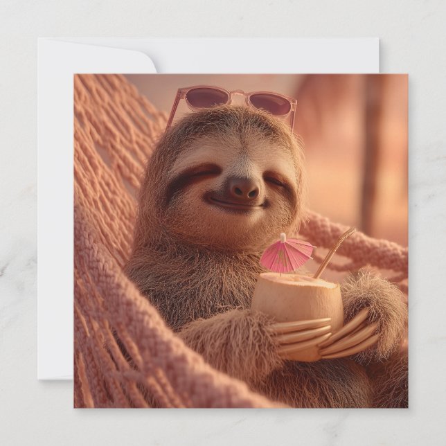 Happy Sloth Relaxing in a Hammock Holiday Card (Front)
