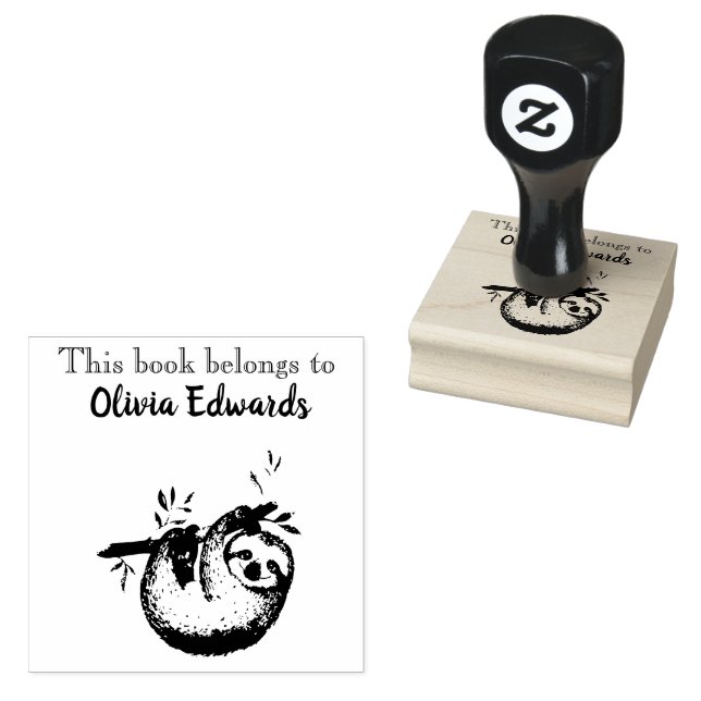 Happy Sloth This Book Belongs To Rubber Stamp (Stamped)