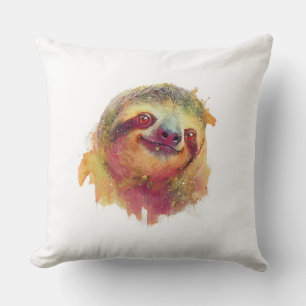 Happy Sloth Throw Pillow