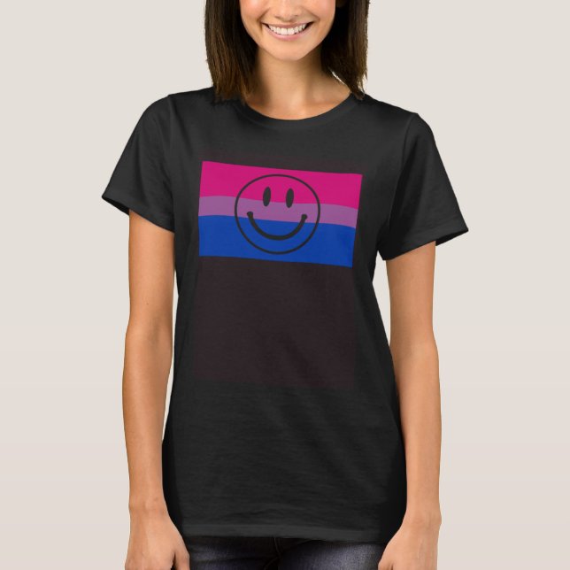 Happy Smile Face Gay Bisexual Pride Flag Queer T-Shirt (Front)