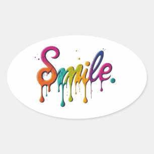 Happy Smile Oval Sticker
