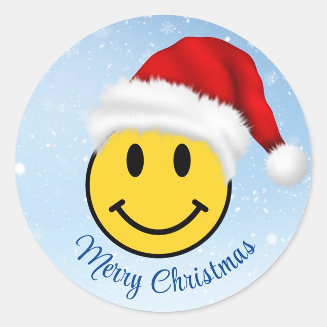 Happy Smile Père Noël Classic Round Sticker (Devant)
