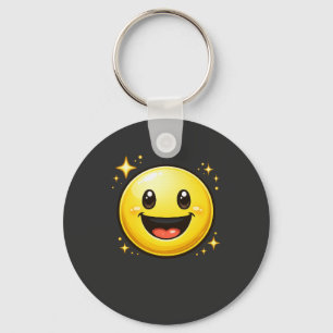Happy Smiley Face with Sparkles Keychain